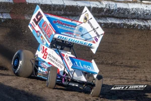 Paul Nienhiser’s race car, sporting MB Heating & Cooling’s logo on its side.