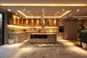 Modern kitchen featuring LED lights and modern appliances in a home in Springfield, IL.