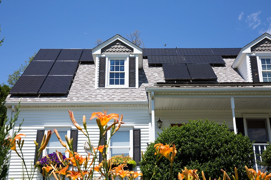 Solar panels on top of the roof of a Springfield, IL home.