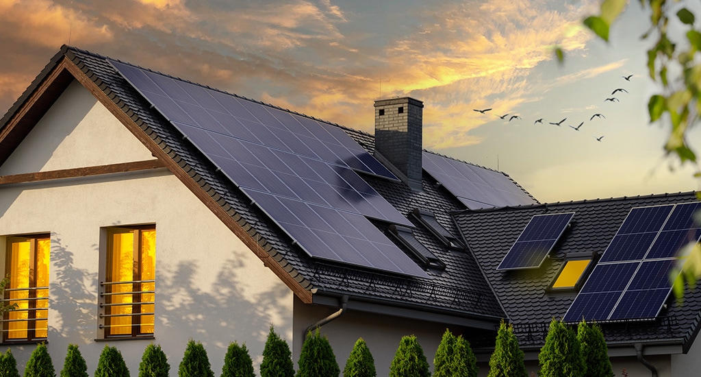 House with solar panels on it